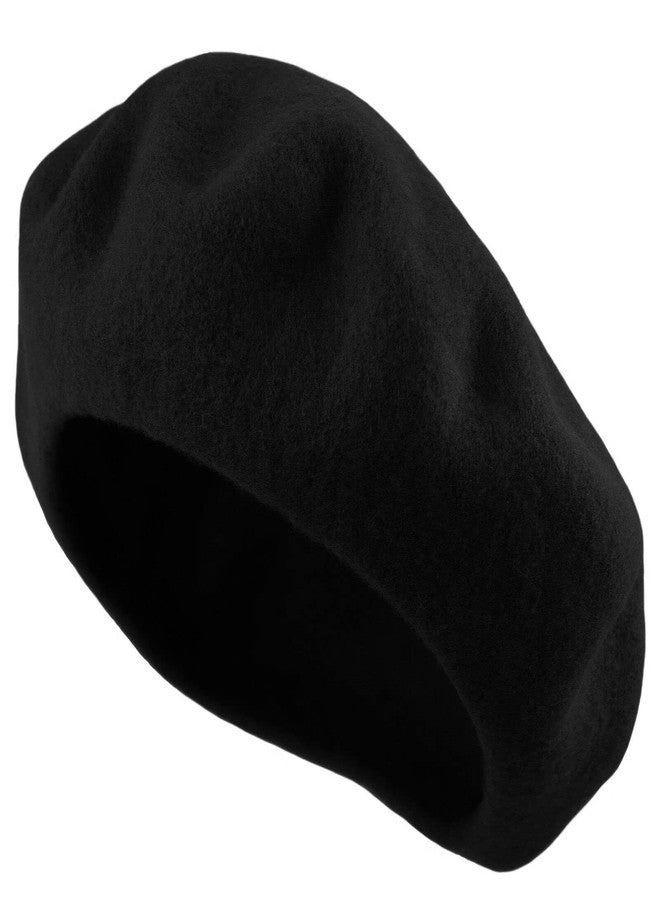 TZ Promise Women's French Beret Hat Solid Color Plain Wool Classic Traditional Artist Cap (US, Alpha, One Size, Black) - Image 2